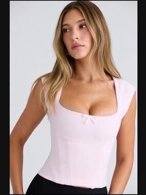 HOUSE OF CB 'The Cap Sleeve' Pink Corset Top/Size Small US 4-6 $119